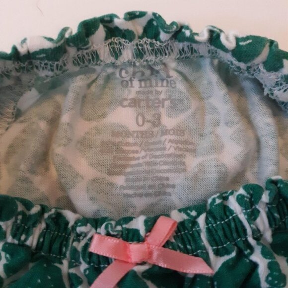 Child of Mine Baby Girls Shirt 0-3 Months White and Green Hearts - Picture 2 of 3